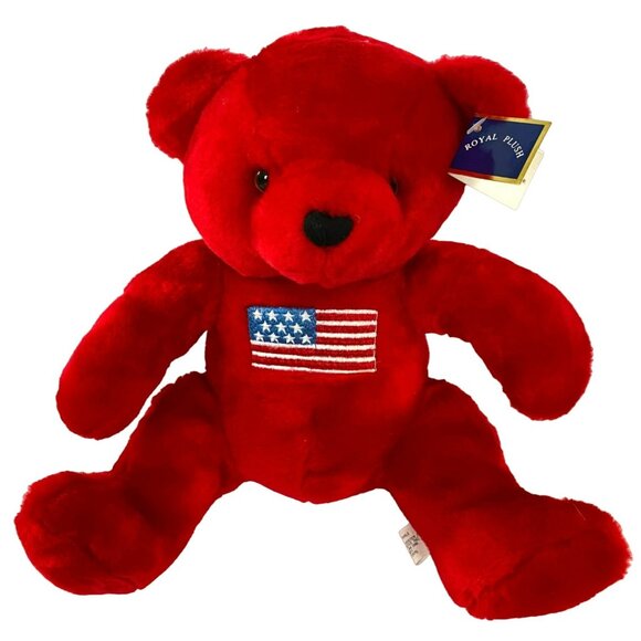 Royal Plush Toys Other - Vintage Royal Plush Toys Bear NWT 9 1/2" Red White Blue American Flag USA w/TAG!